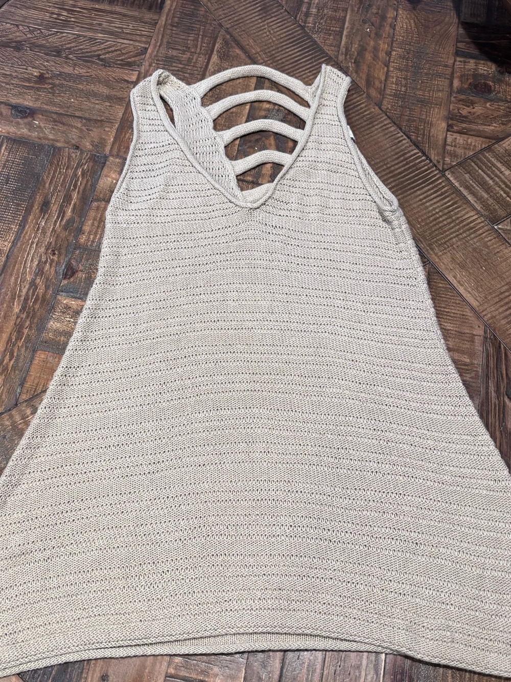 Michael Kors Cream Knit Ladder-Back Swim Cover-Up in size small